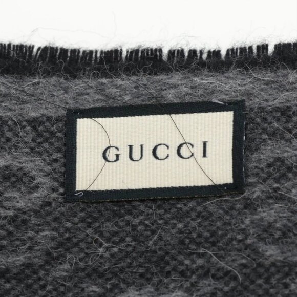 Gucci GG Logo Wool x Alpaca Scarf Gray - Picture 3 of 4